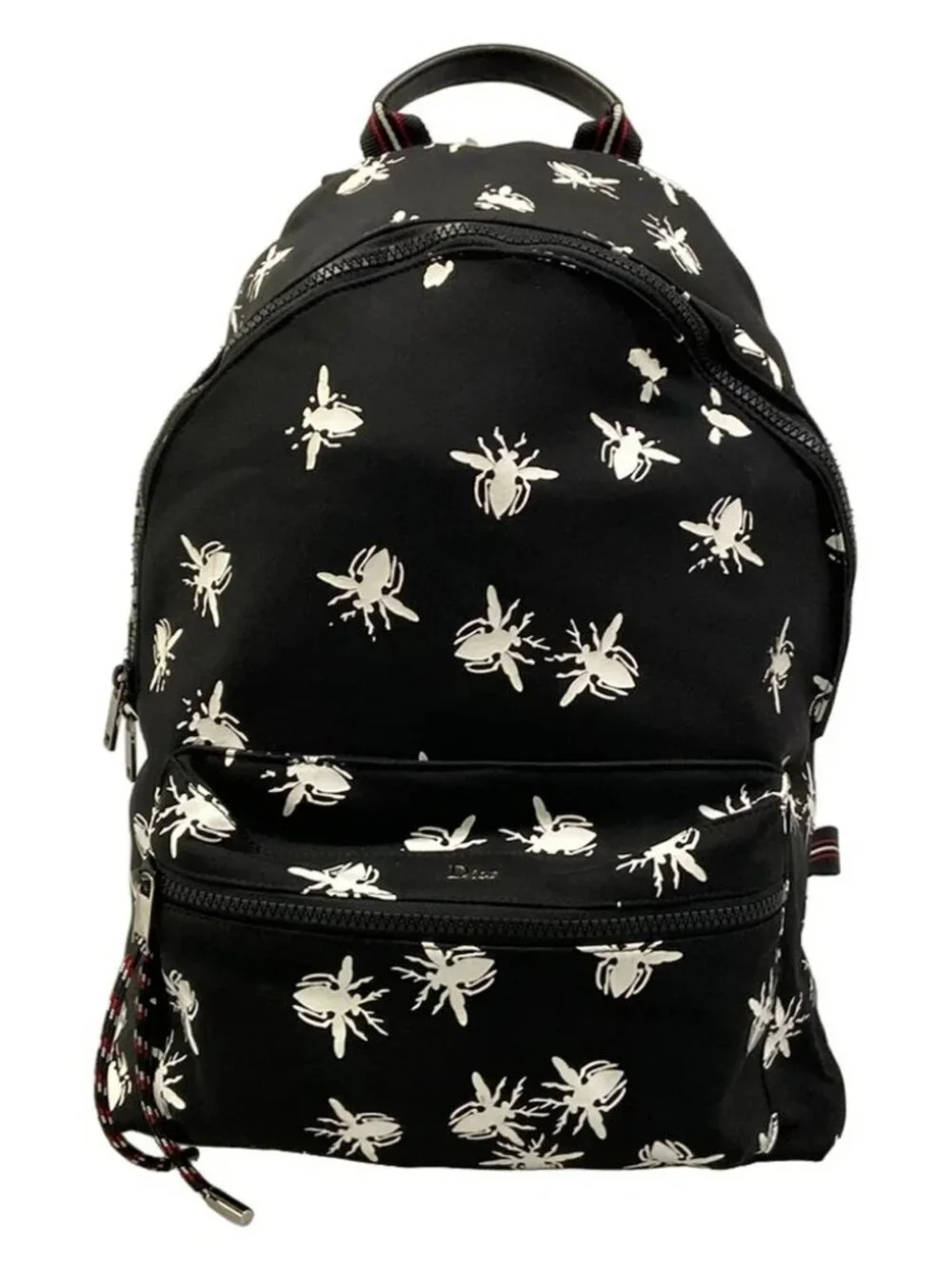 Dior HOMME 1PEBA064 Black White Red Nylon Leather Backpack
